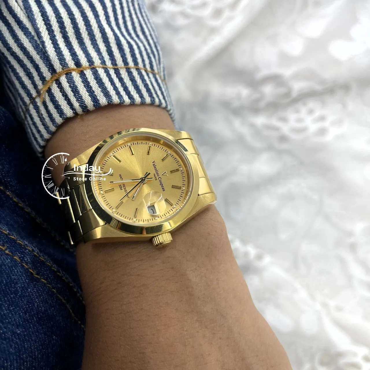 范倫鐵諾 古柏 Coupeau Men's Watch 12168KM-13 Gold Tone Stainless Steel Band