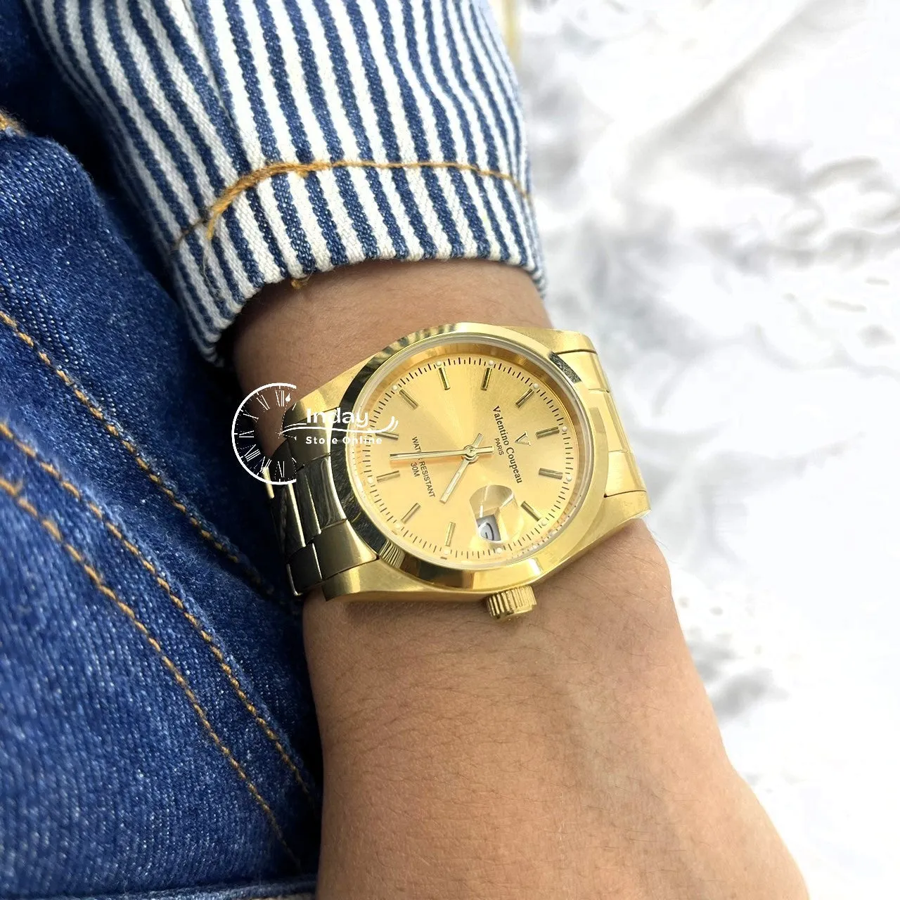 范倫鐵諾 古柏 Coupeau Men's Watch 12168KM-13 Gold Tone Stainless Steel Band