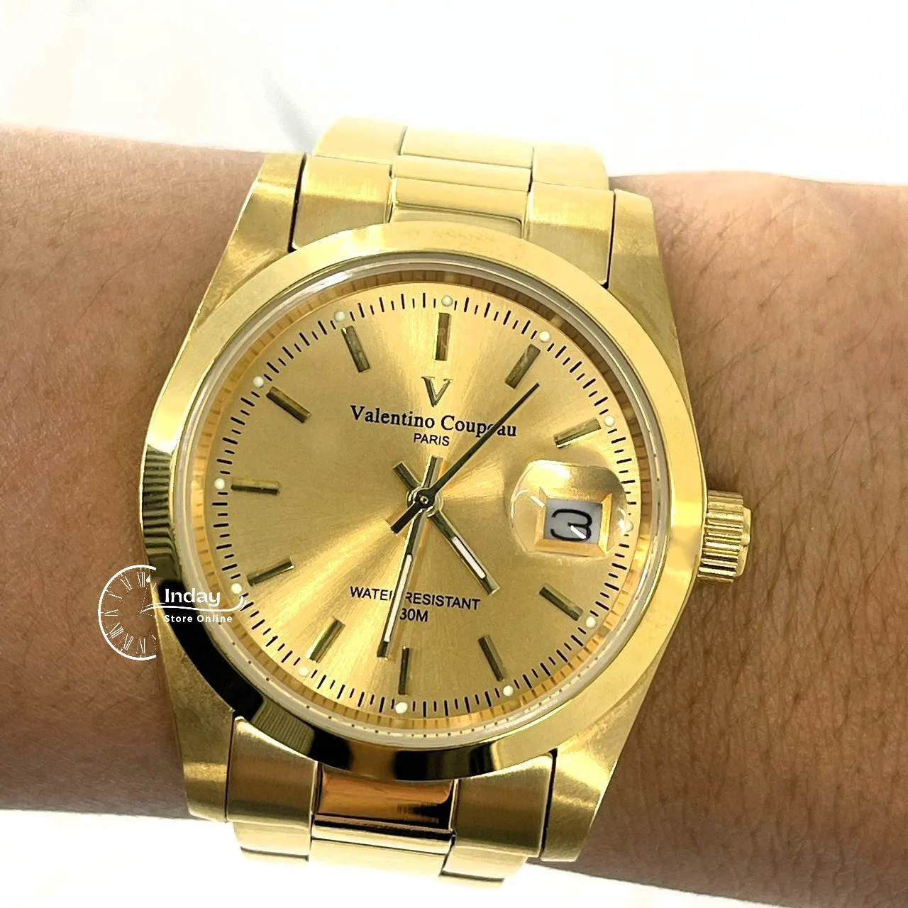范倫鐵諾 古柏 Coupeau Men's Watch 12168KM-13 Gold Tone Stainless Steel Band