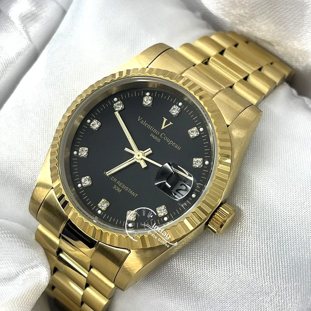范倫鐵諾 古柏 Coupeau Men's Watch 12169KM-18 Gold Tone Stainless Steel Band