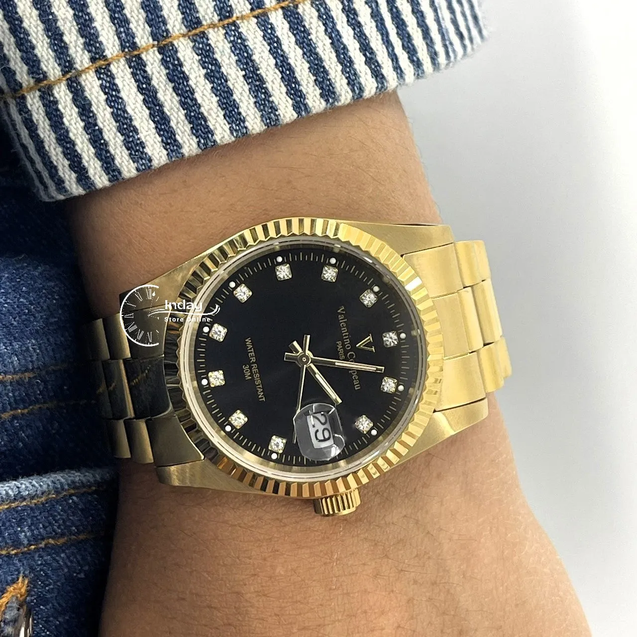 范倫鐵諾 古柏 Coupeau Men's Watch 12169KM-18 Gold Tone Stainless Steel Band
