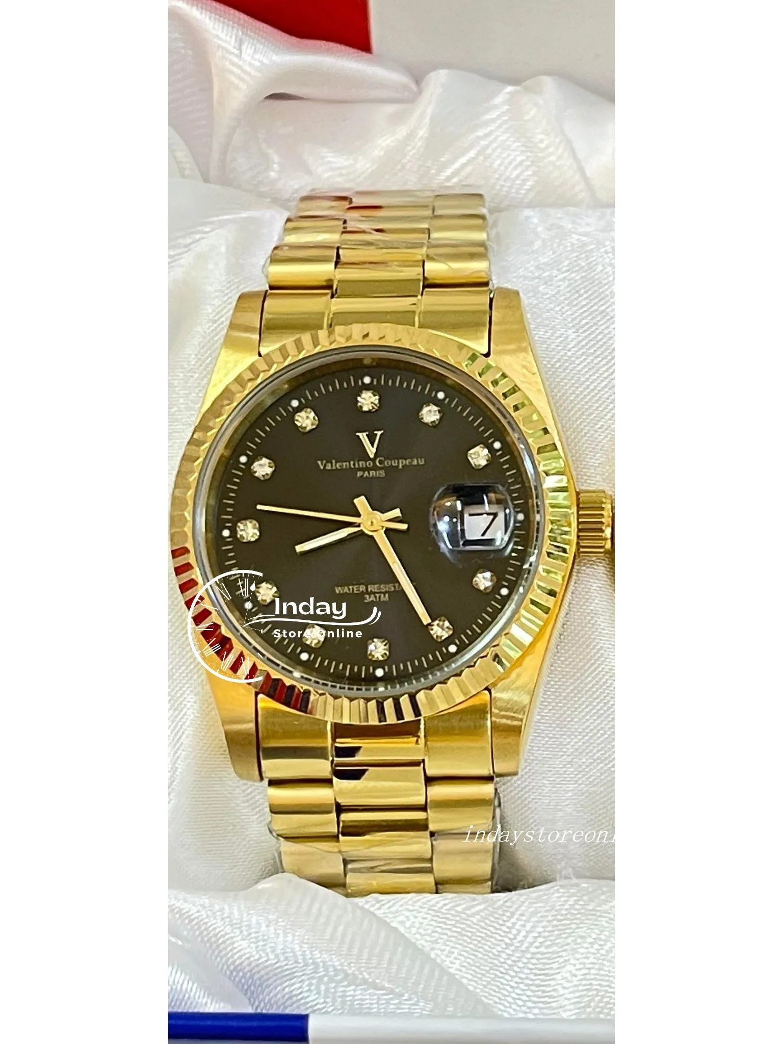 范倫鐵諾 古柏 Coupeau Men's Watch 12169KM-18 Gold Tone Stainless Steel Band