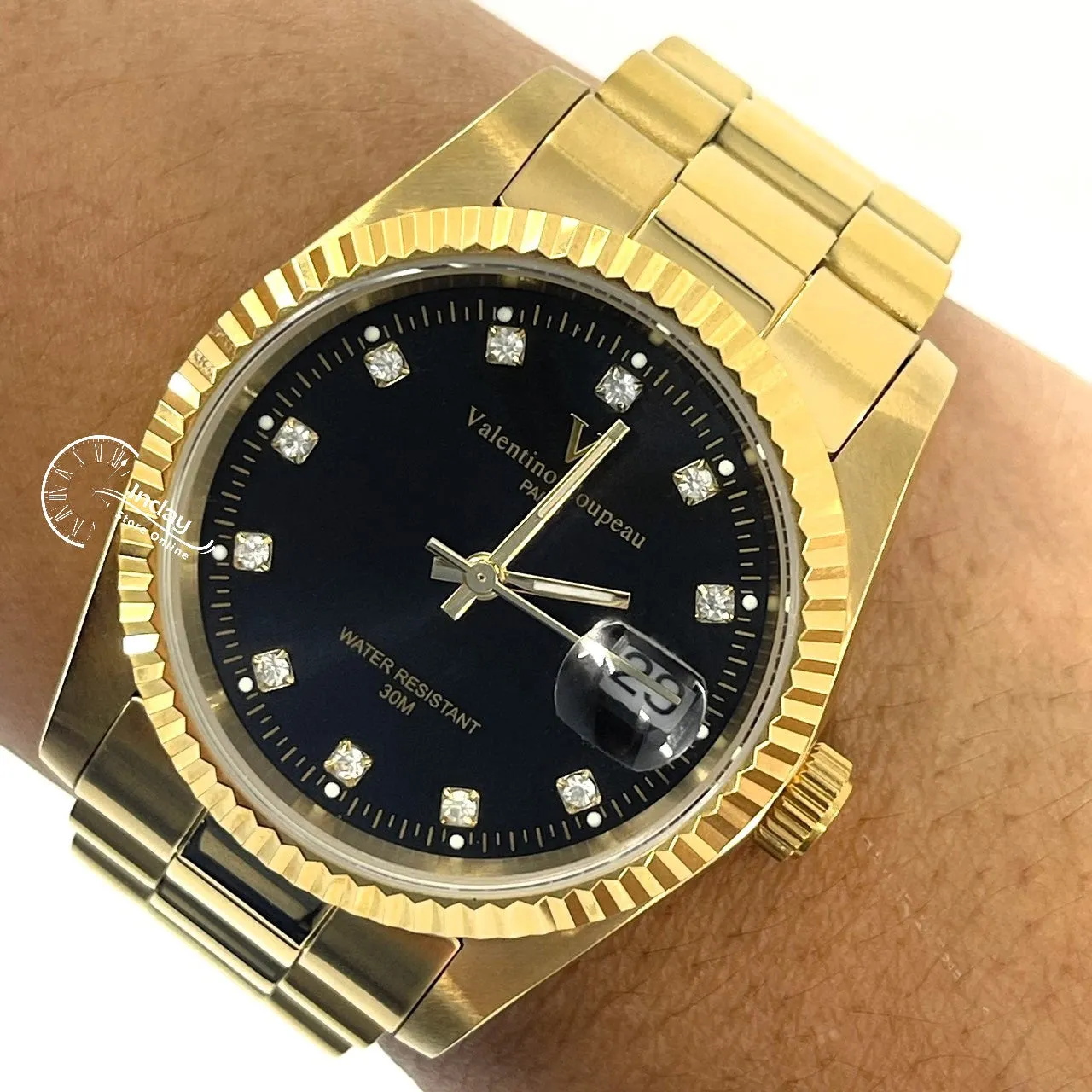 范倫鐵諾 古柏 Coupeau Men's Watch 12169KM-18 Gold Tone Stainless Steel Band