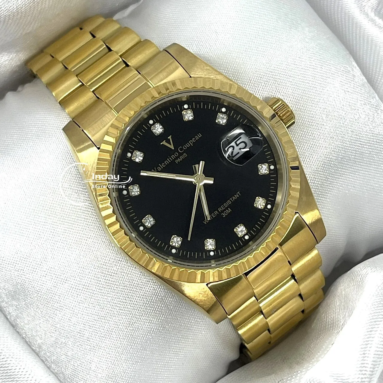 范倫鐵諾 古柏 Coupeau Men's Watch 12169KM-18 Gold Tone Stainless Steel Band