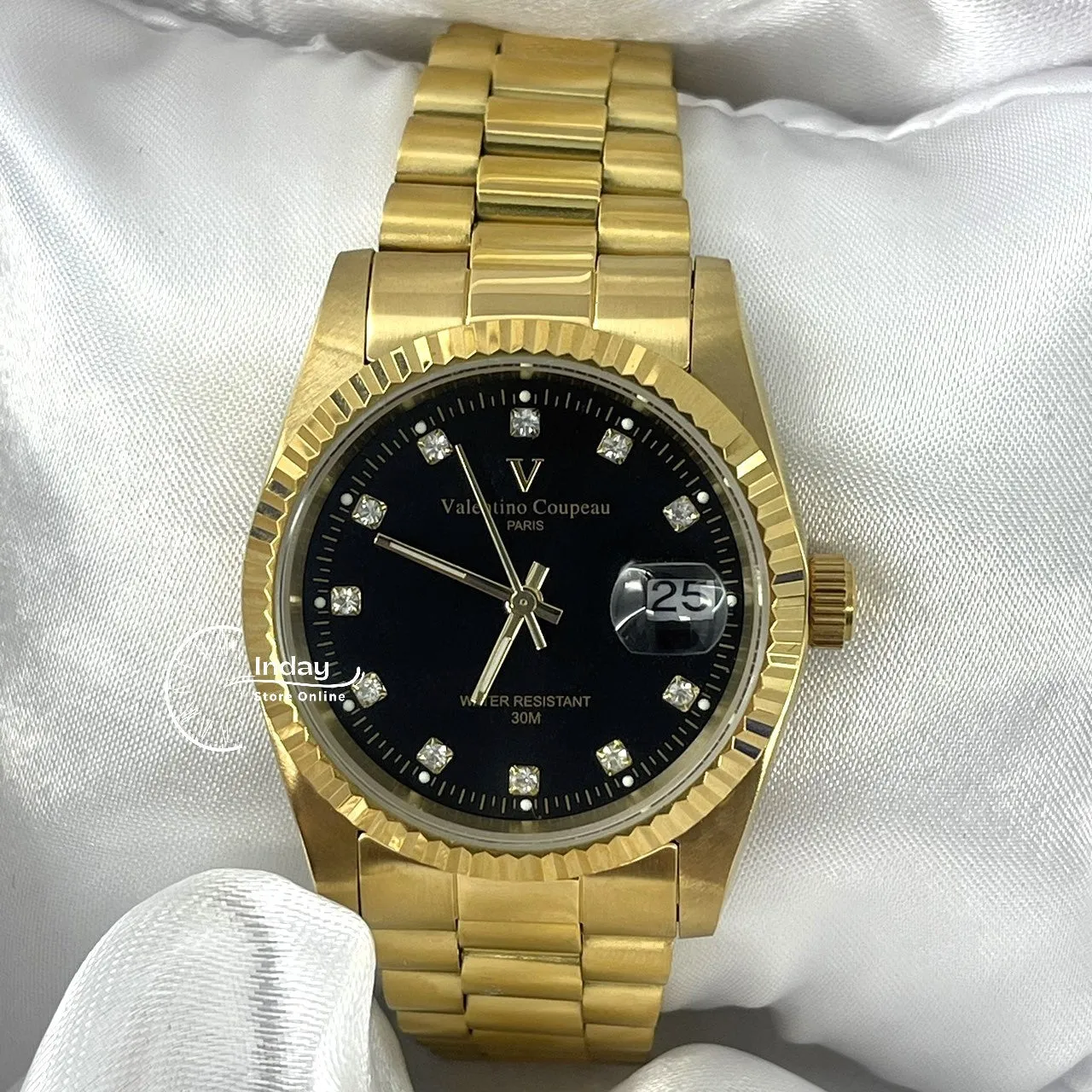 范倫鐵諾 古柏 Coupeau Men's Watch 12169KM-18 Gold Tone Stainless Steel Band
