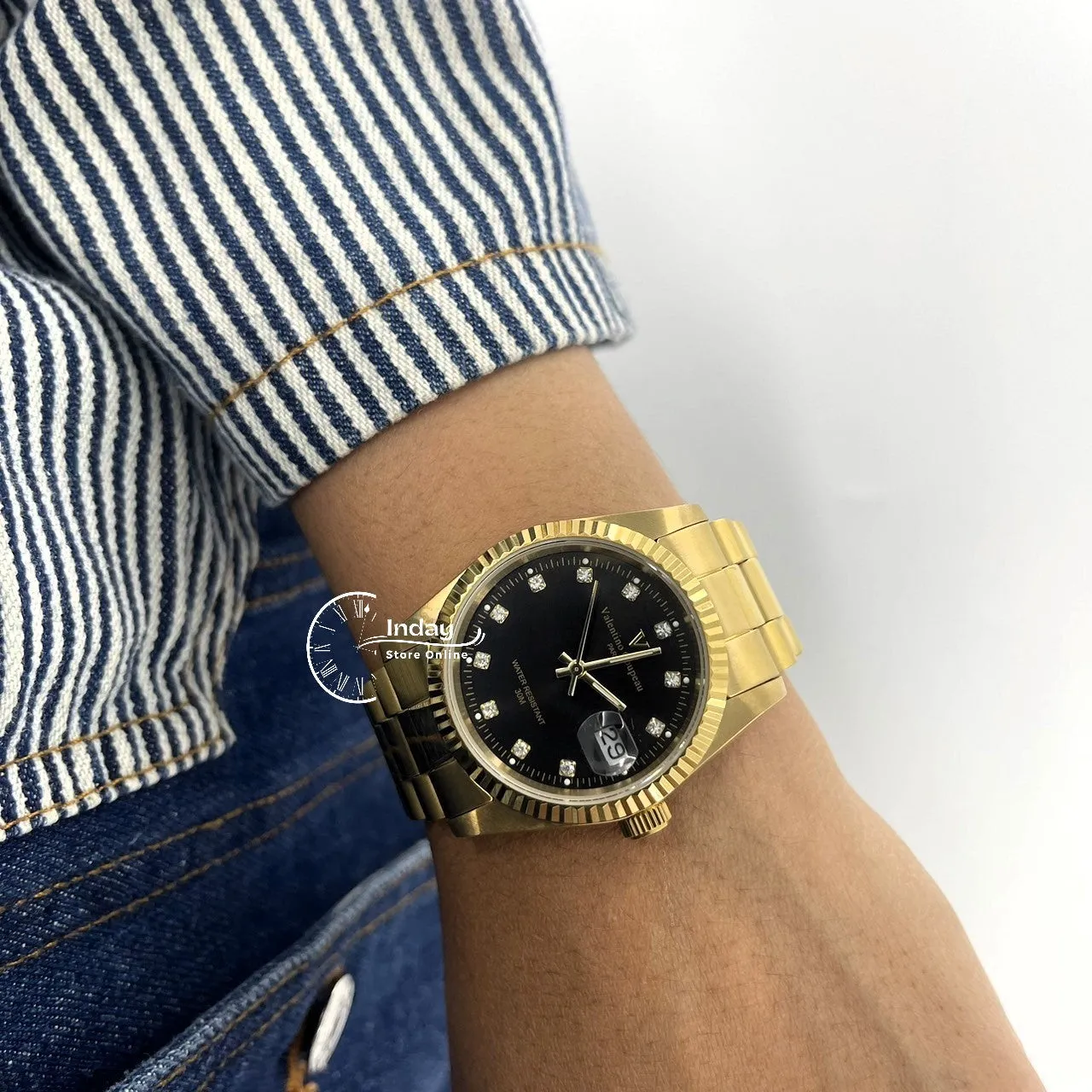 范倫鐵諾 古柏 Coupeau Men's Watch 12169KM-18 Gold Tone Stainless Steel Band