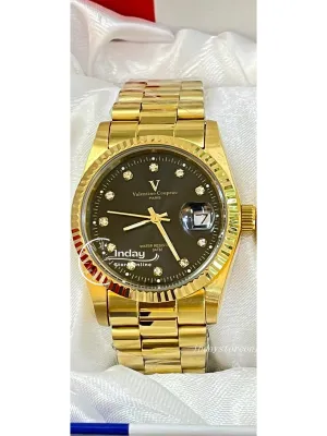 范倫鐵諾 古柏 Coupeau Men's Watch 12169KM-18 Gold Tone Stainless Steel Band