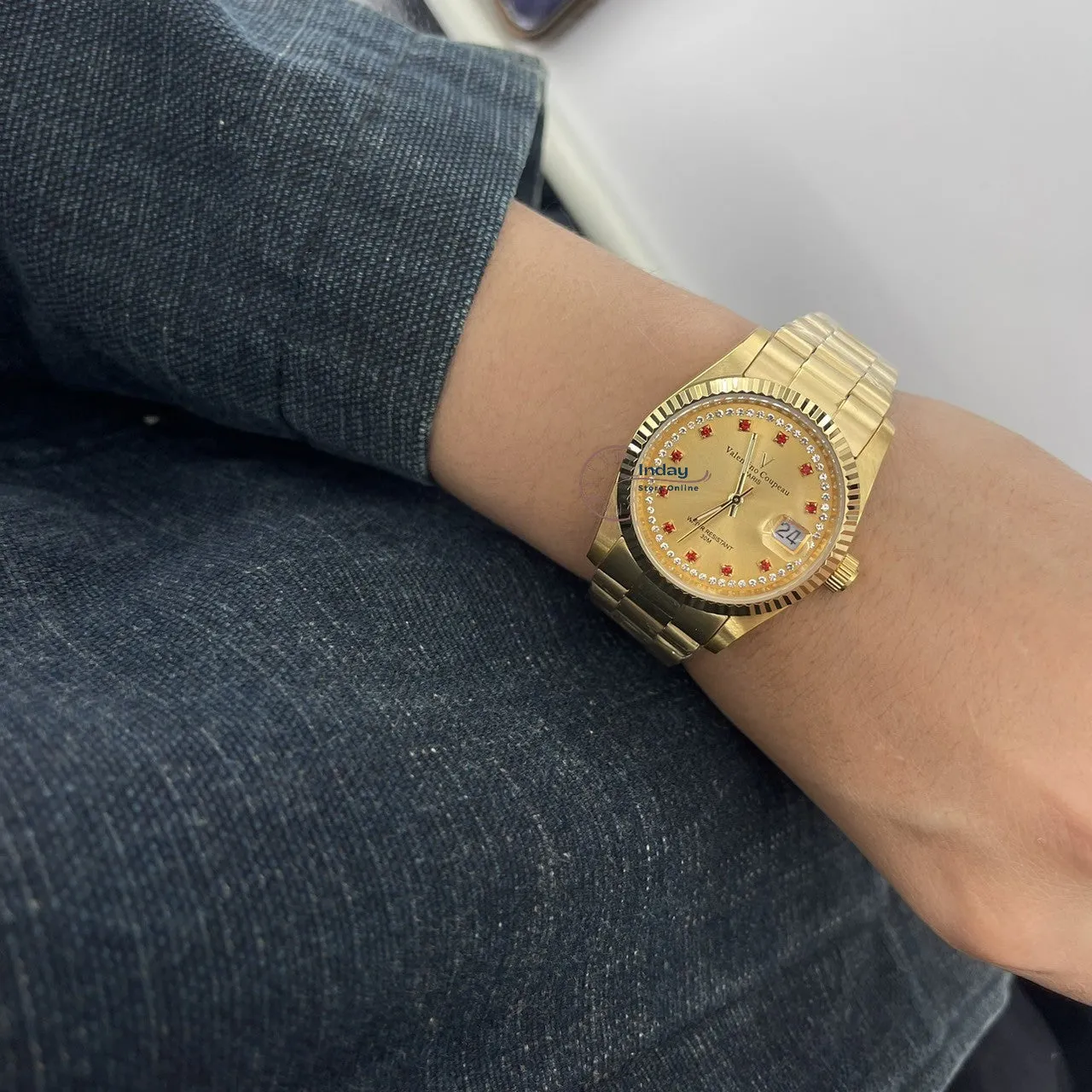 范倫鐵諾 古柏 Coupeau Men's Watch 12169KM-22 Gold Tone Stainless Steel Band