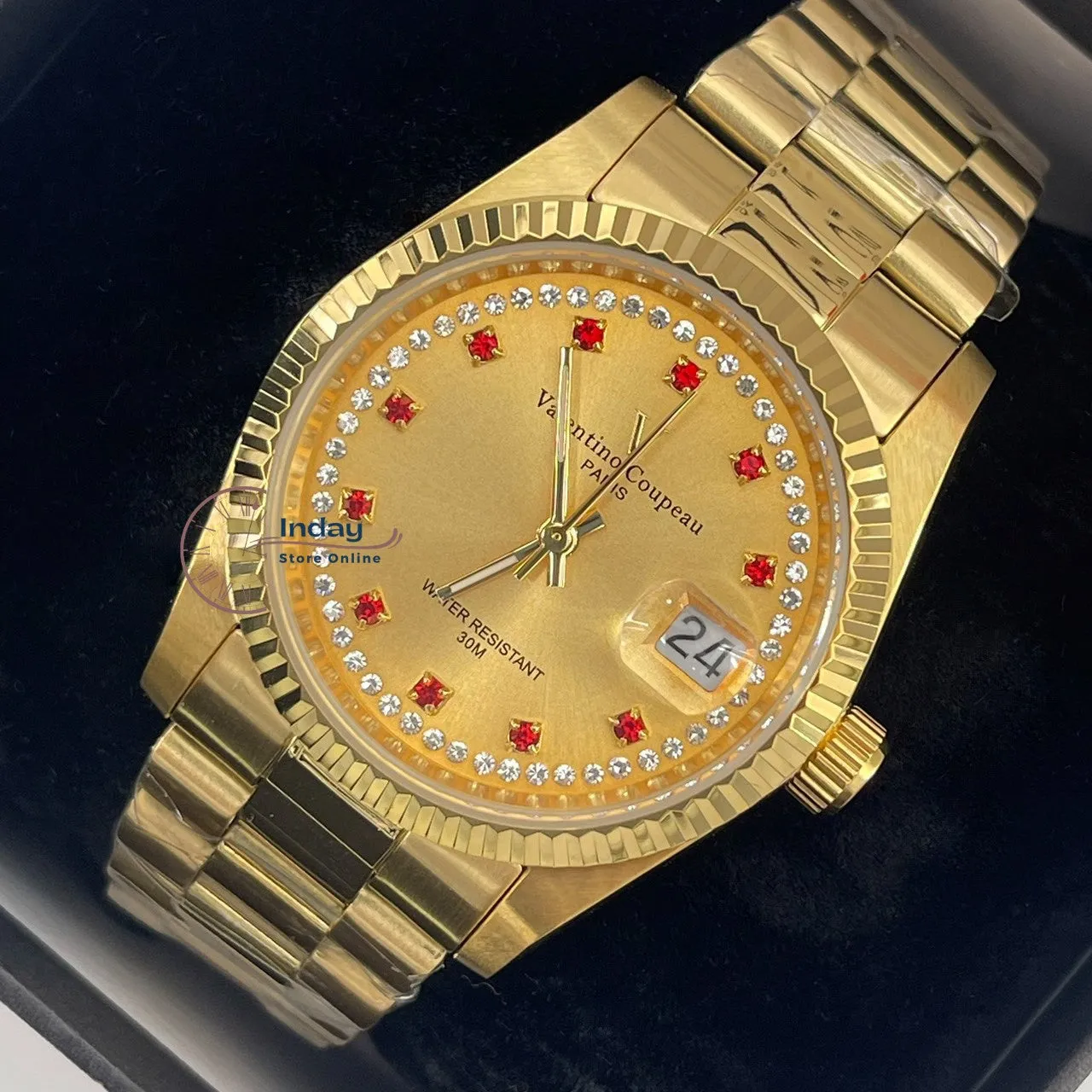 范倫鐵諾 古柏 Coupeau Men's Watch 12169KM-22 Gold Tone Stainless Steel Band