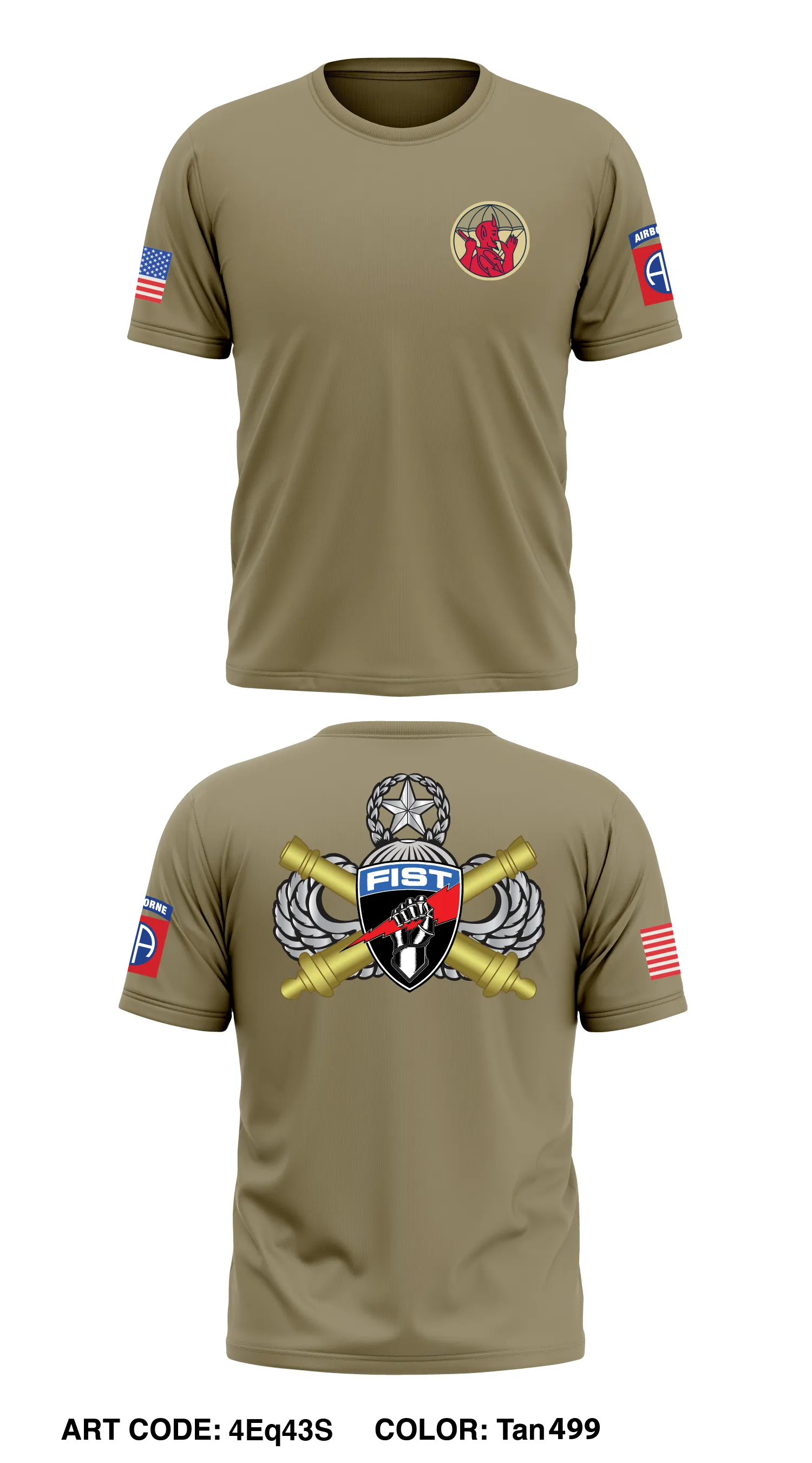 3-319 AFAR (1-504 PIR Red Devil Fisters) 1BCT, 82nd DIV Store 1 Core Men's SS Performance Tee - 4Eq43S