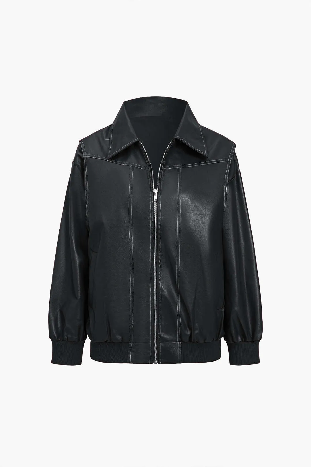 90s Solid Color Collier Zipper Jacket