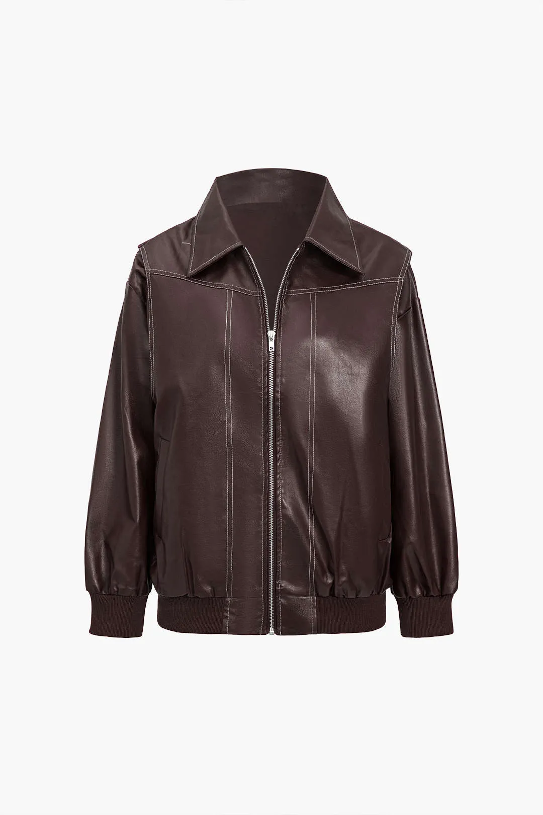 90s Solid Color Collier Zipper Jacket