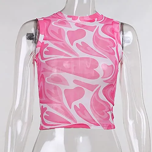 Abardsion Women's Mesh Y2K Crop Top