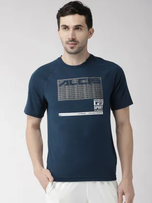 Alcis Men Navy Blue Printed Round Neck T-shirt