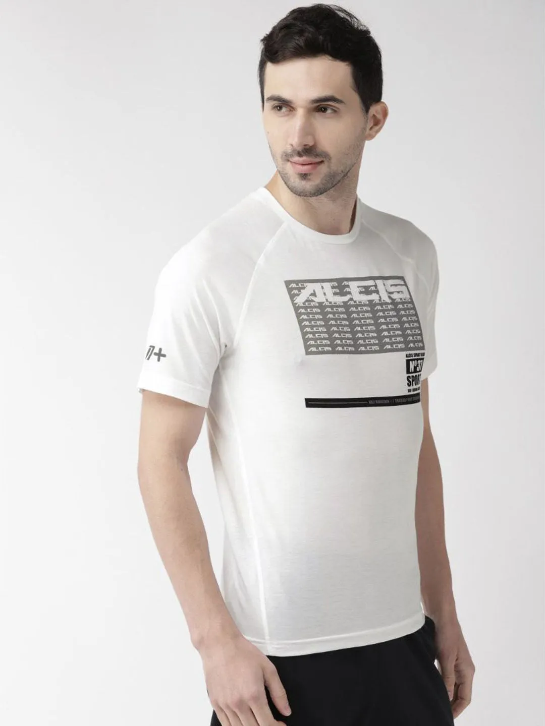Alcis Men White Printed Round Neck T-shirt