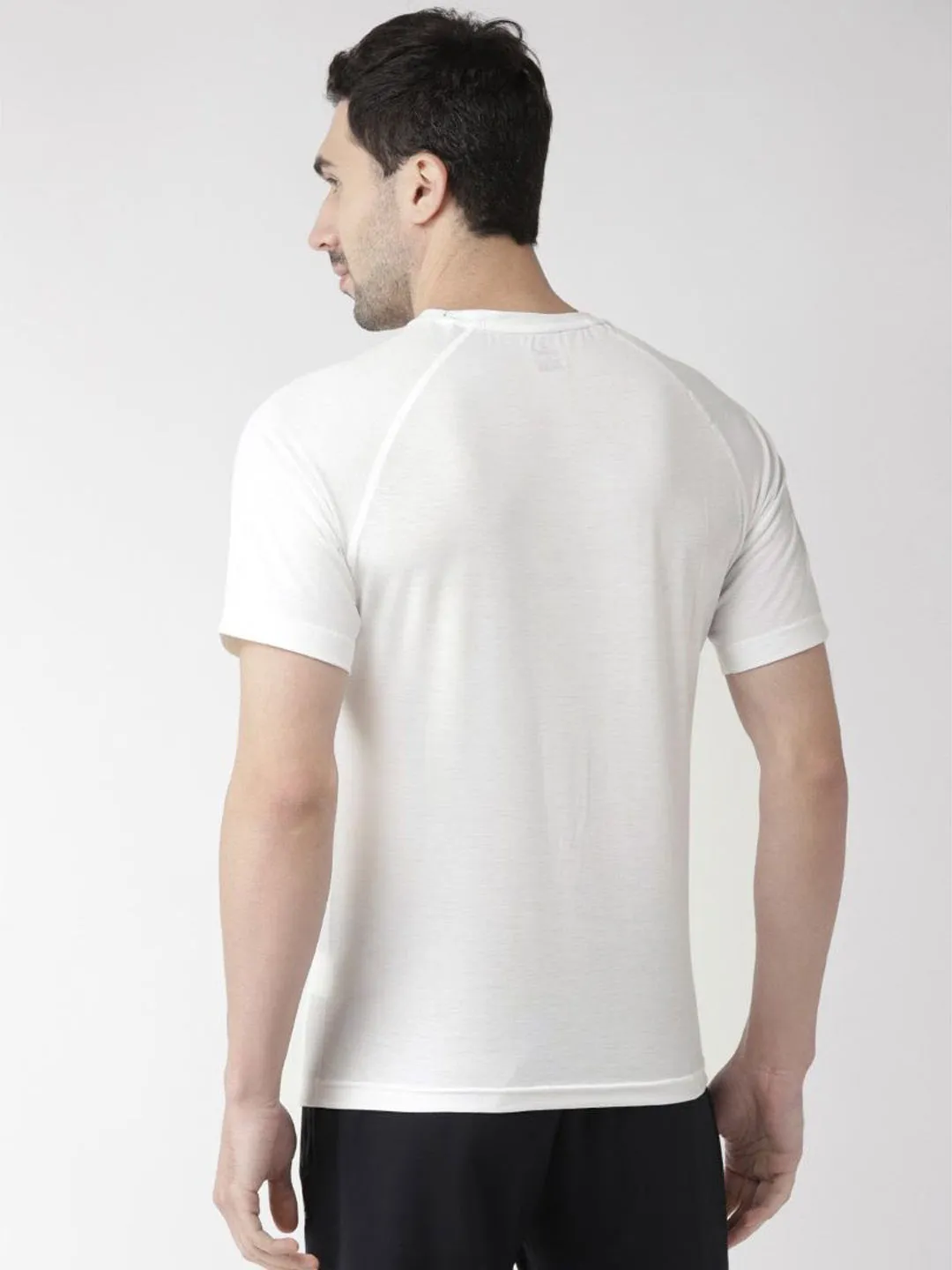 Alcis Men White Printed Round Neck T-shirt