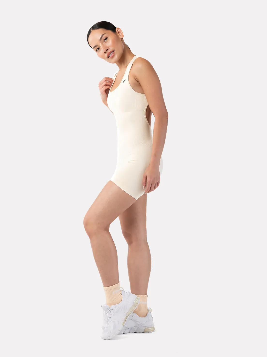 AMARA BODYSUIT SHORTS - OFF WHITE