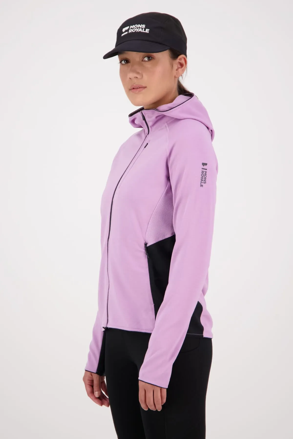 Approach Merino Gridlock Hood - Orchid Black