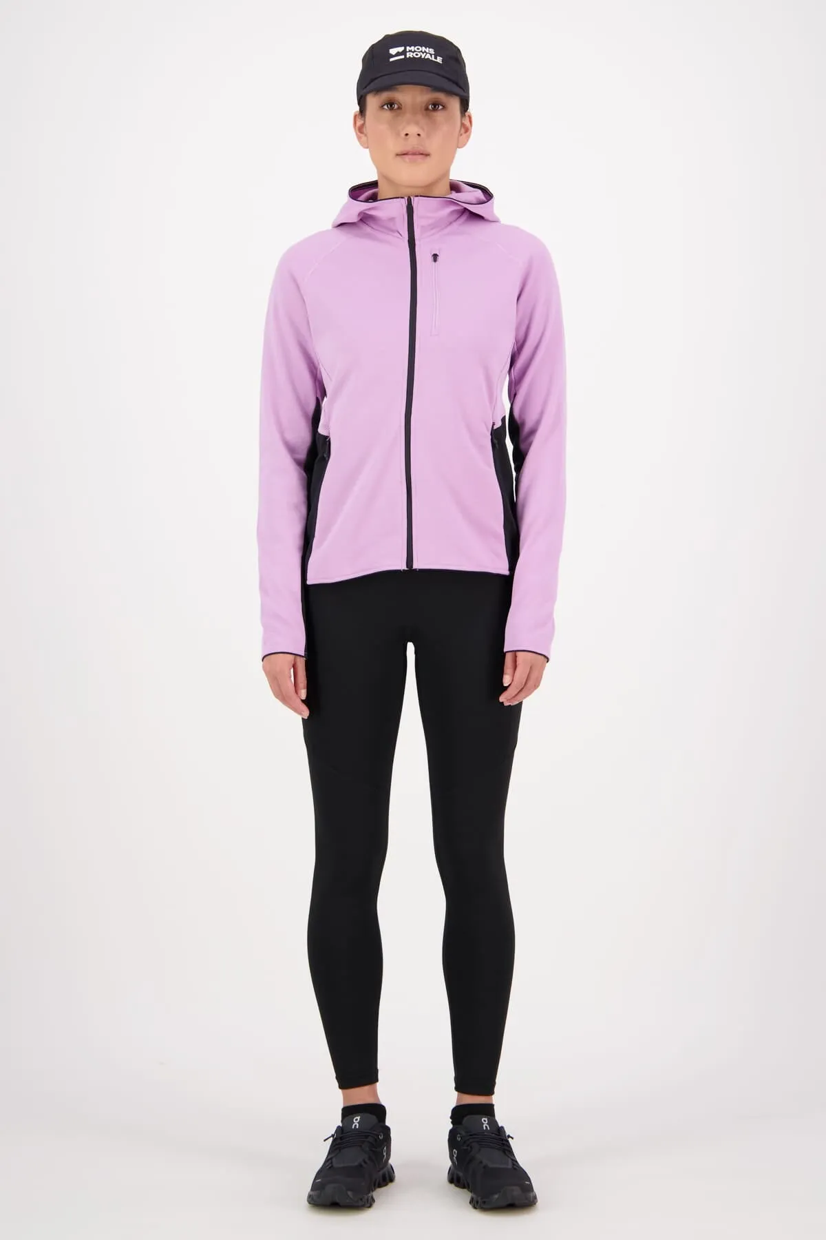 Approach Merino Gridlock Hood - Orchid Black