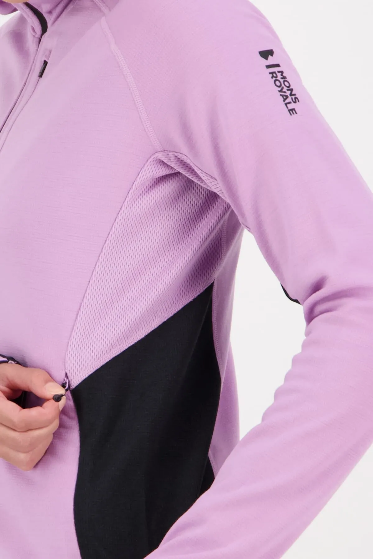 Approach Merino Gridlock Hood - Orchid Black