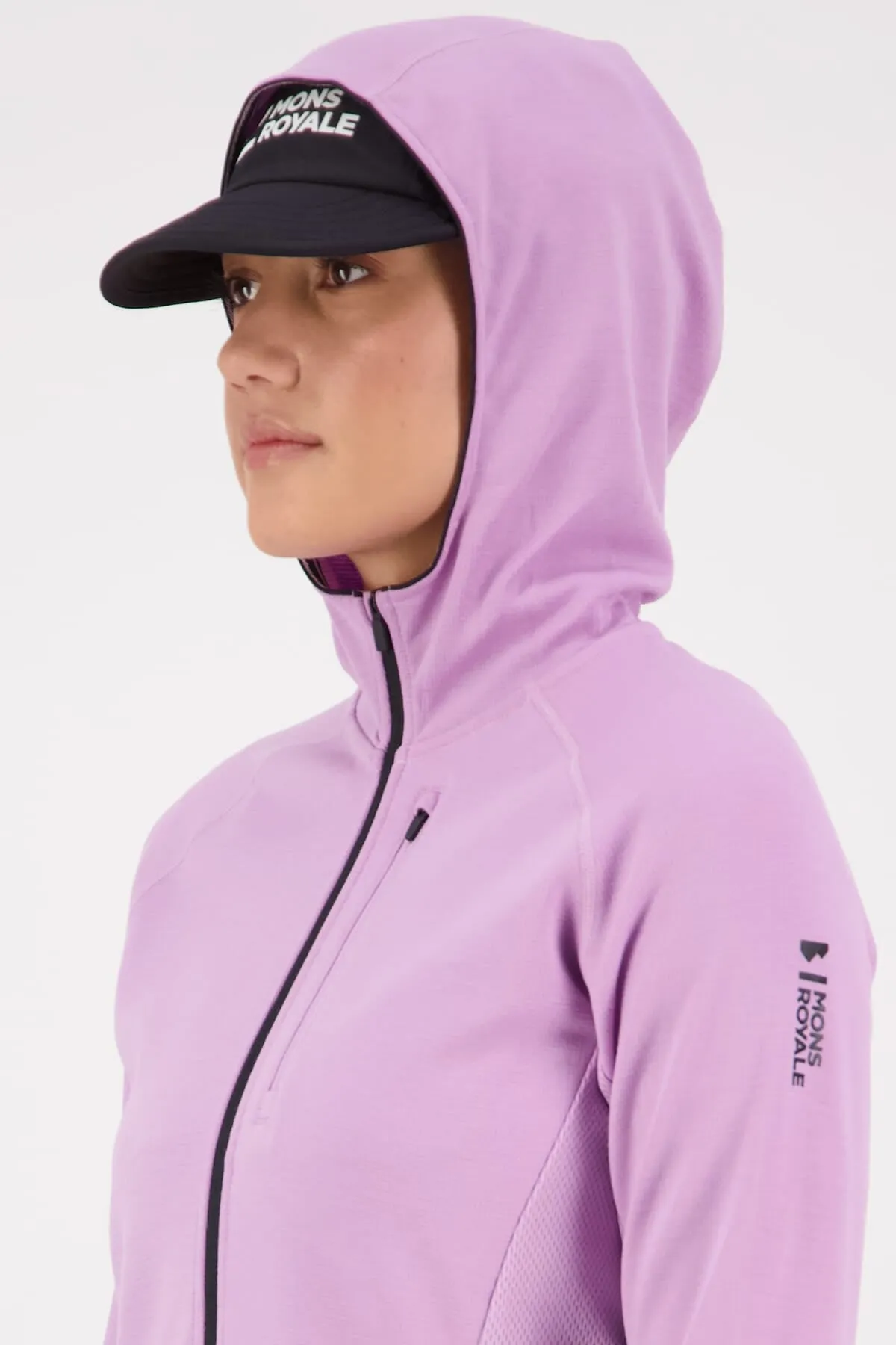 Approach Merino Gridlock Hood - Orchid Black