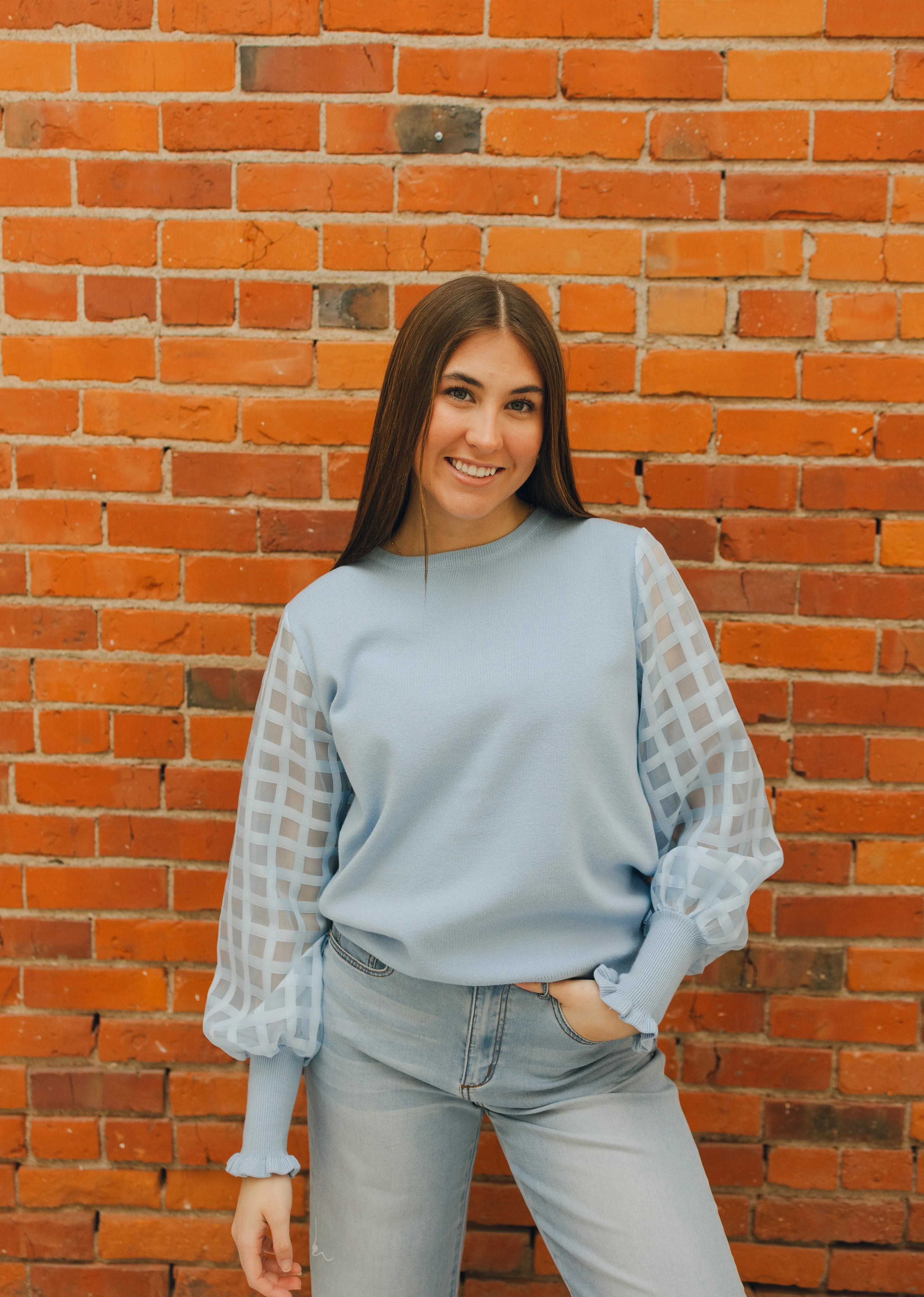 Apricot Organza Squares Sweater