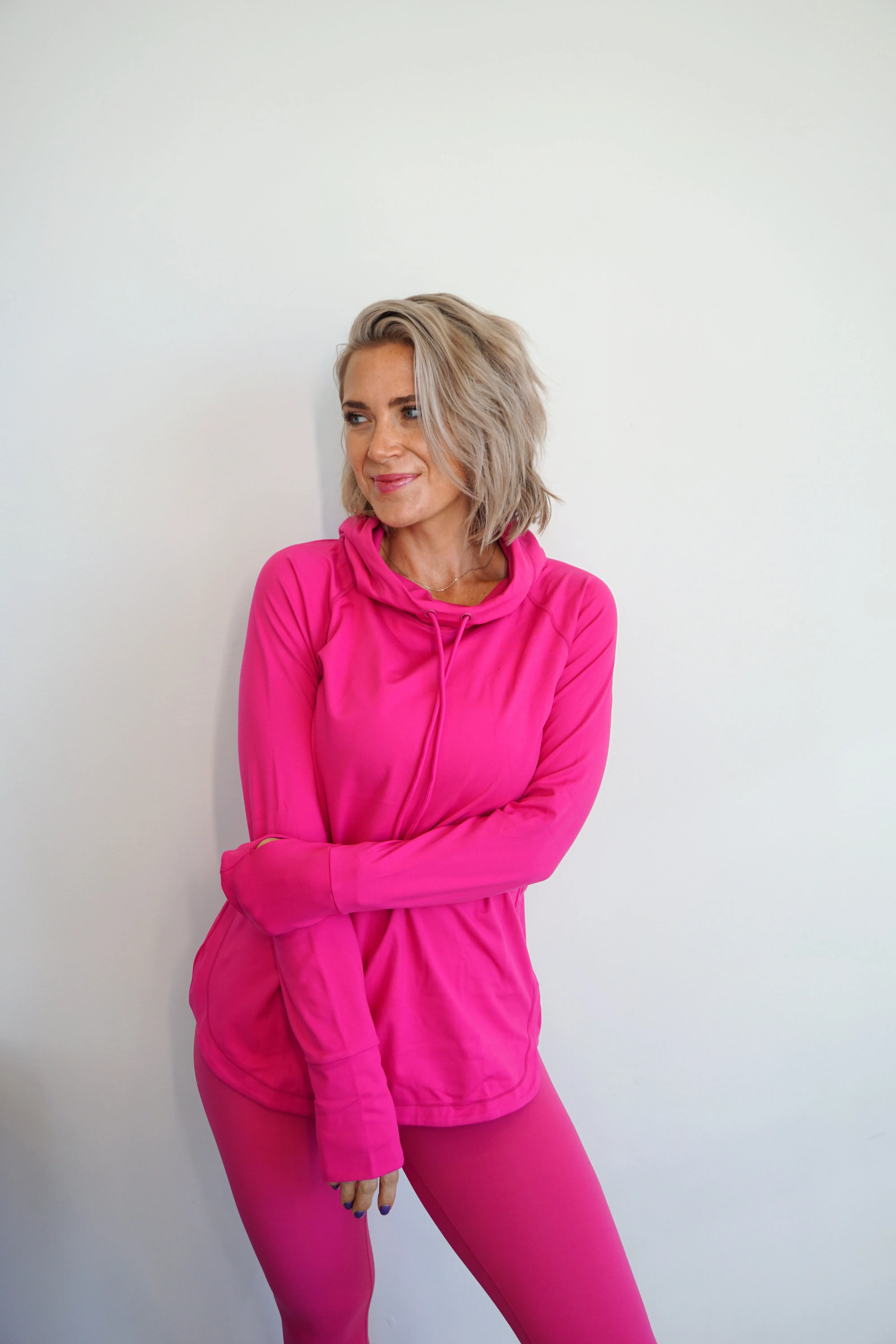 Berry Active Hoodie Top with Thumbholes