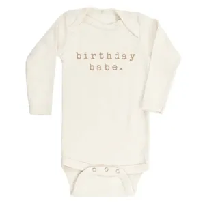 BIRTHDAY BABE LONG SLEEVE BODYSUIT - CLAY