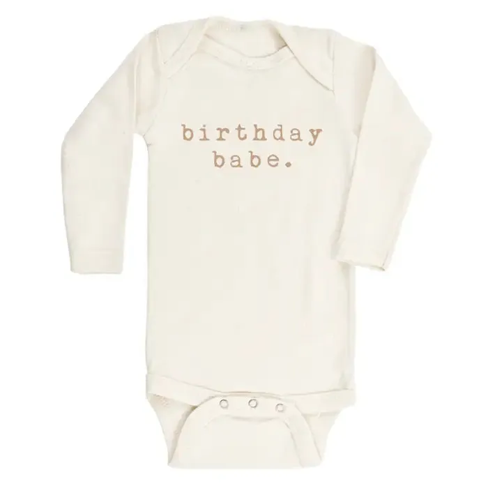 BIRTHDAY BABE LONG SLEEVE BODYSUIT - CLAY