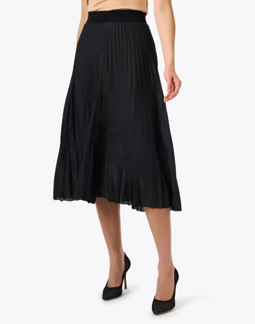 Black Merino Wool Plisse Skirt