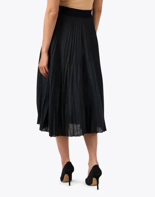 Black Merino Wool Plisse Skirt