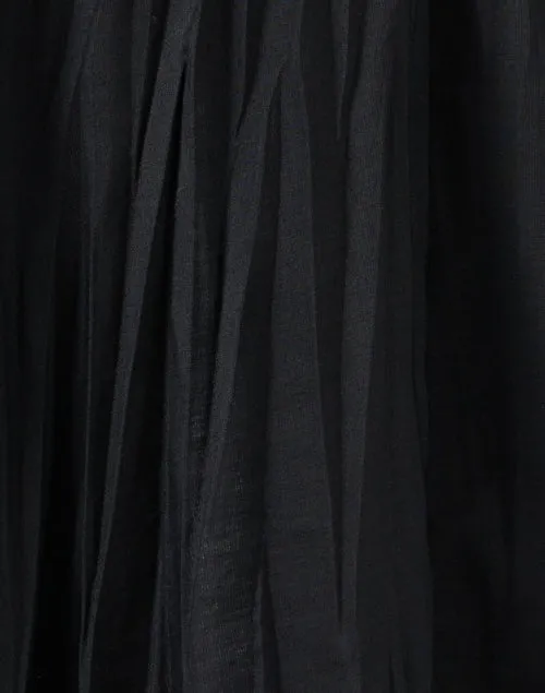 Black Merino Wool Plisse Skirt
