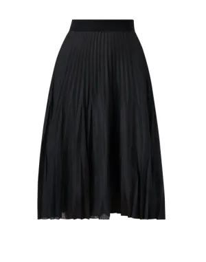 Black Merino Wool Plisse Skirt