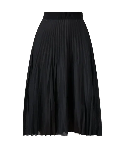 Black Merino Wool Plisse Skirt