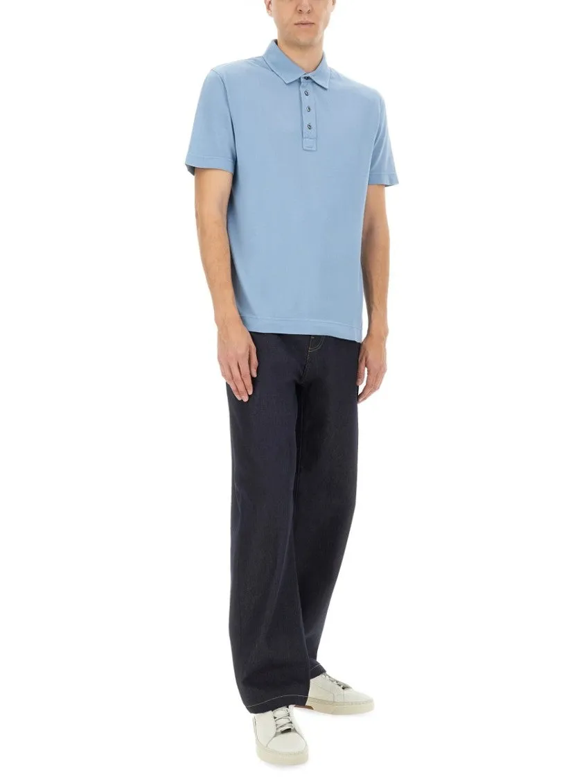 Breathable Cotton Polo With Buttoned Placket