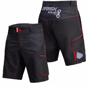 Brisk Bike MTB Men Cycling Shorts Including Inner Padded Compression Shorts, mens padded bike shorts, mtb padded shorts, padded under shorts for cycling, padded mtb liner shorts, mountain bike shorts padded mens