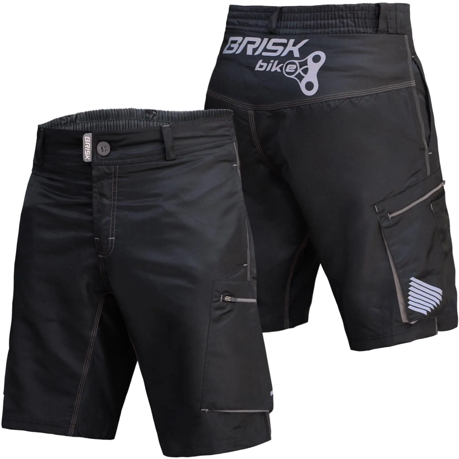 Brisk Bike MTB Men Cycling Shorts Including Inner Padded Compression Shorts, mens padded bike shorts, mtb padded shorts, padded under shorts for cycling, padded mtb liner shorts, mountain bike shorts padded mens