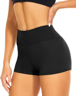 CAMPSNAIL Workout Shorts Womens - Buttery Soft High Waisted Biker Spandex Booty Volleyball Gym Shorts for Summer Yoga Dance Black