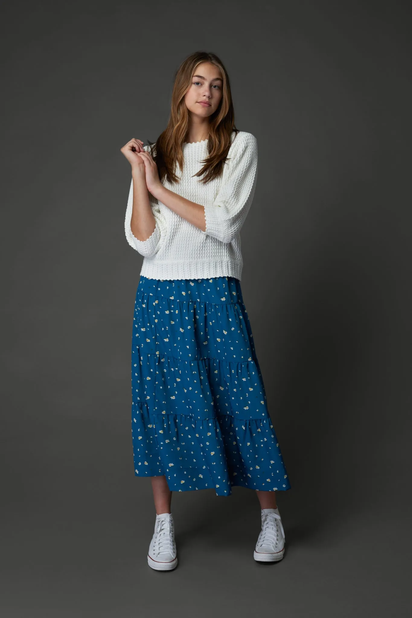 Carol teal print skirt by Zaikamoya