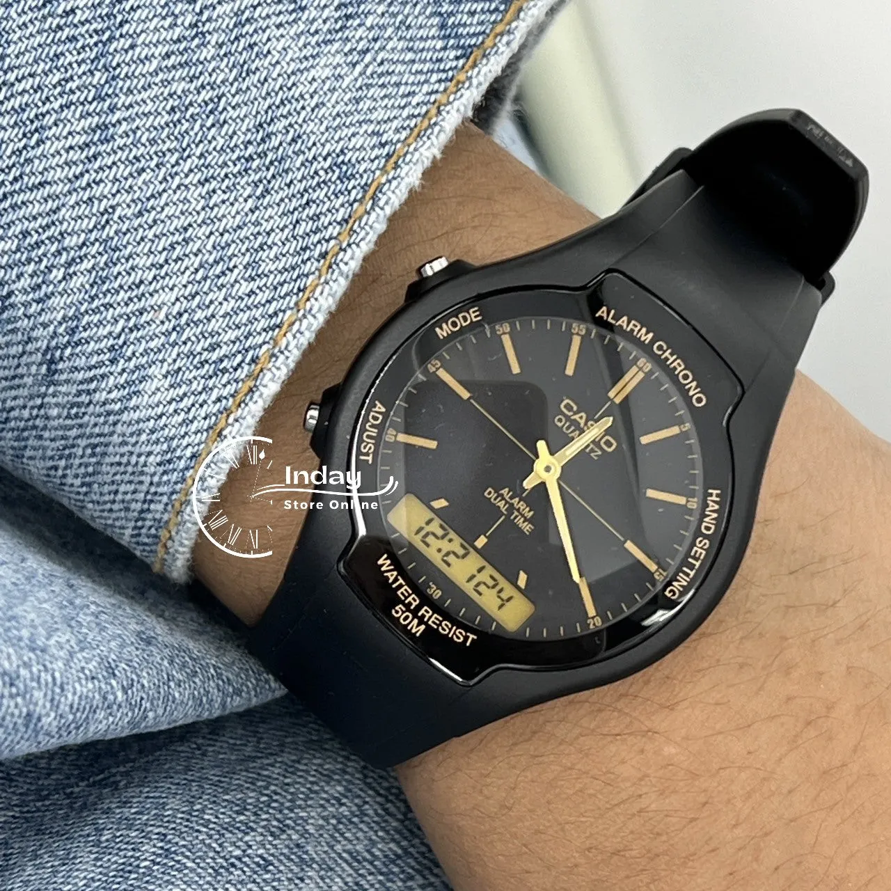 Casio Analog-Digital Men's Watch AW-90H-9E Resin Band Resin Glass