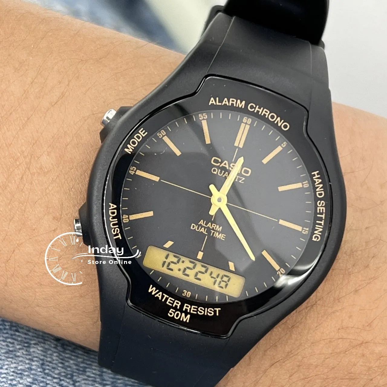 Casio Analog-Digital Men's Watch AW-90H-9E Resin Band Resin Glass