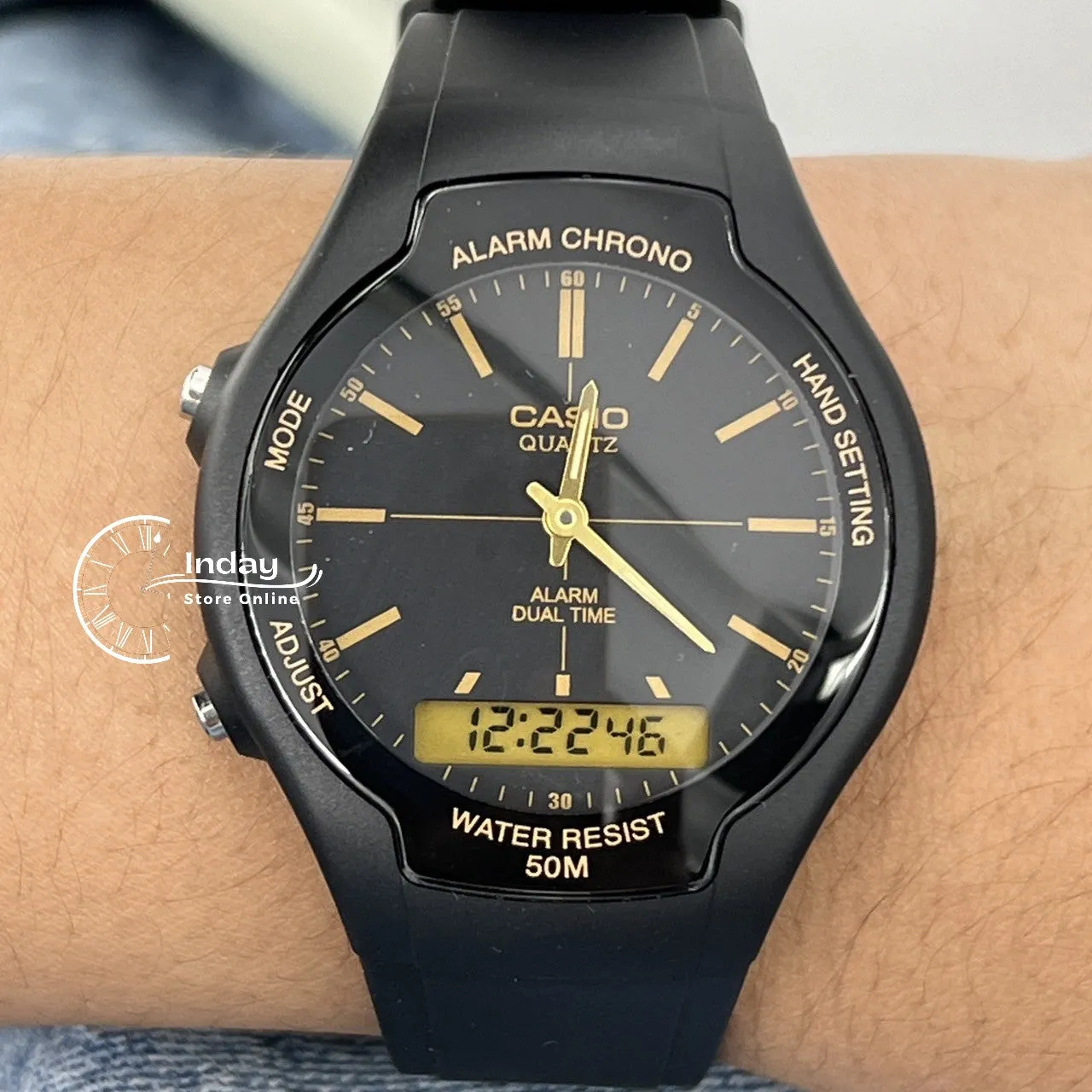 Casio Analog-Digital Men's Watch AW-90H-9E Resin Band Resin Glass