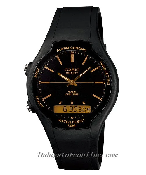 Casio Analog-Digital Men's Watch AW-90H-9E Resin Band Resin Glass