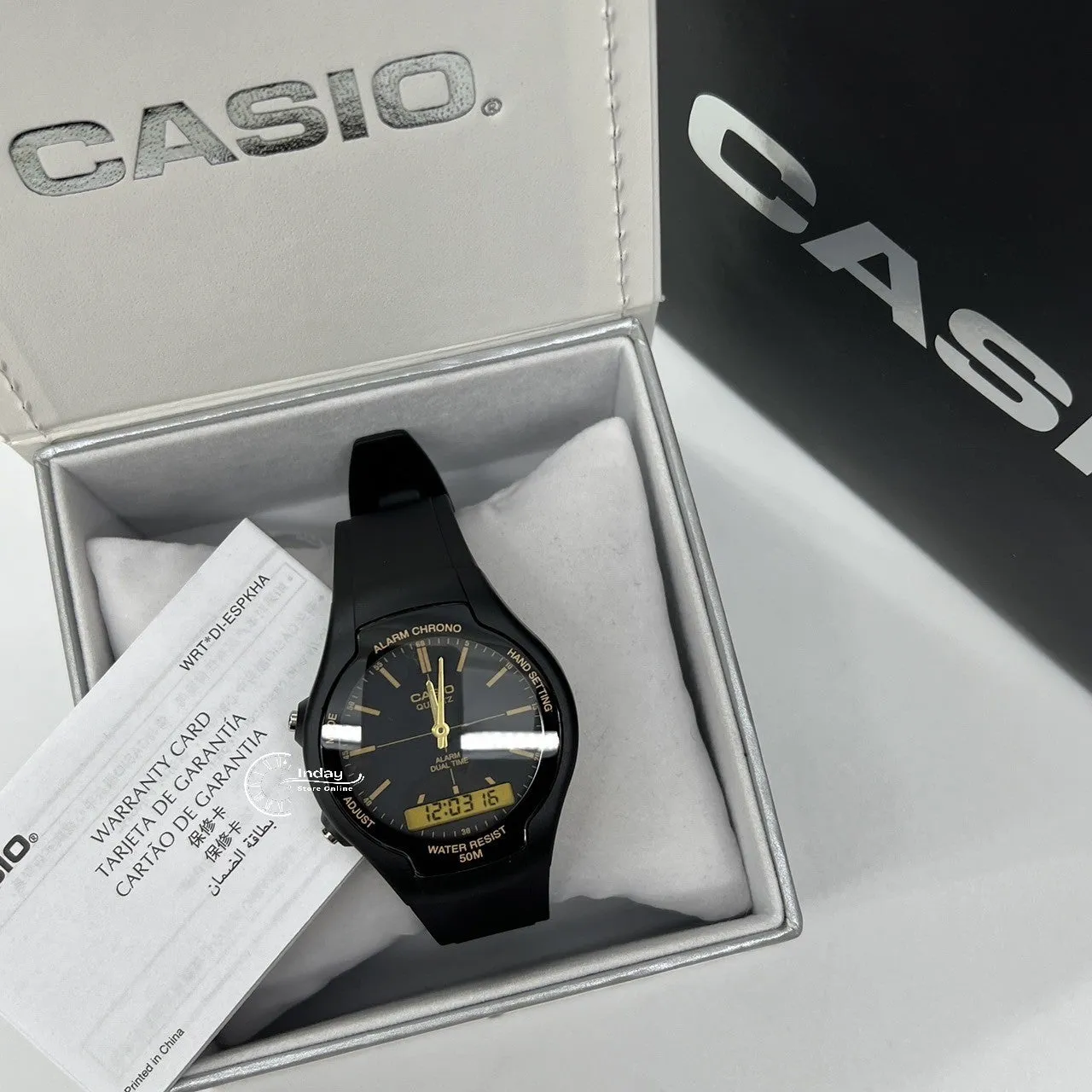 Casio Analog-Digital Men's Watch AW-90H-9E Resin Band Resin Glass