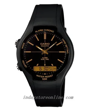 Casio Analog-Digital Men's Watch AW-90H-9E Resin Band Resin Glass