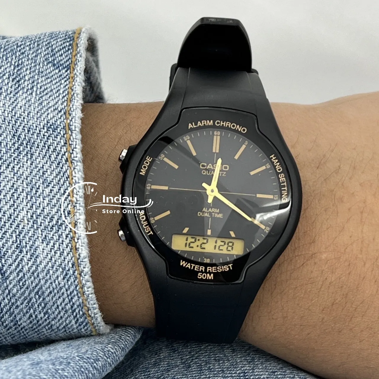 Casio Analog-Digital Men's Watch AW-90H-9E Resin Band Resin Glass