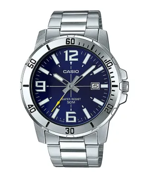 Casio Fashion Men's Watch MTP-VD01D-2B Silver Plated Stainless Steel Mineral Glass