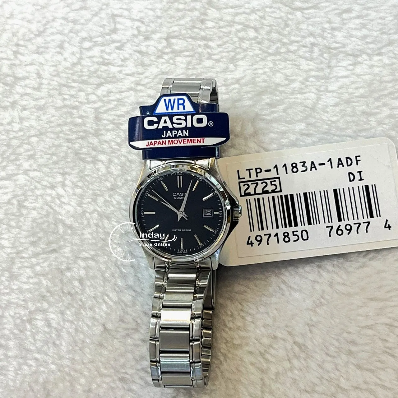 Casio Fashion Women's Watch LTP-1183A-1A Silver and Black Stainless Steel Band Triple-fold Clasp Mineral Glass