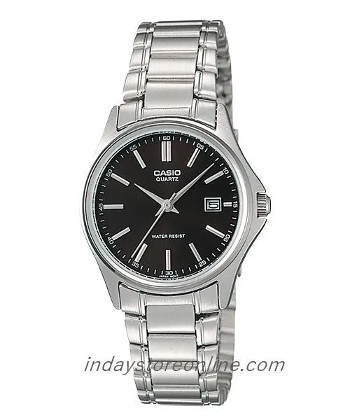 Casio Fashion Women's Watch LTP-1183A-1A Silver and Black Stainless Steel Band Triple-fold Clasp Mineral Glass