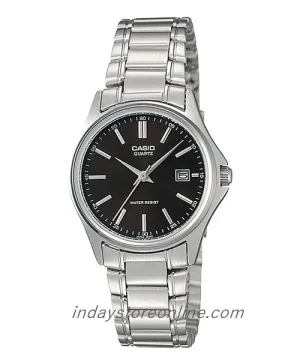 Casio Fashion Women's Watch LTP-1183A-1A Silver and Black Stainless Steel Band Triple-fold Clasp Mineral Glass